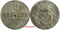 AUSTRIA  Franz Joseph I Silver 1849 C 6 Kreuzer KM# 2200 (13 482)