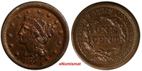 US Copper 1854 Braided Hair Large Cent 1 c. ex.LUX FAMILY COLLECTION