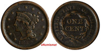 US Copper 1852 Braided Hair Large Cent 1 c. (17 001)