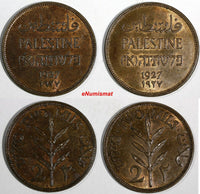 Palestine British Bronze LOT OF 2 COINS 1927 2 Mils aUNC KM# 2