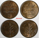 Palestine British Bronze LOT OF 2 COINS 1927 2 Mils aUNC KM# 2