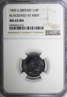 Great Britain Edward VII  Bronze 1909 Farthing NGC MS62 BN Blackened KM# 792 (2)