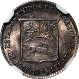 VENEZUELA Silver 1948 25 Centimos NGC UNC DETAILS Nice Toned Y# 20 (125)