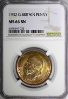 Great Britain George V 1932 1 Penny KEY DATE NGC MS66 BN TOP GRADED KM# 838 (25)