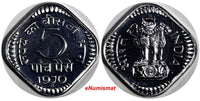 India-Republic PROOF Aluminum 1970 (B) 5 Paise Mintage-3,046 Mumbai KM#18.3 (7)