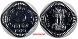 India-Republic PROOF Aluminum 1970 (B) 5 Paise Mintage-3,046 Mumbai KM#18.3 (7)