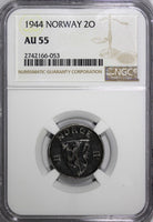 Norway Haakon VII Iron 1944 2 Ore NGC AU55 WWII Issue KM# 394 (053)