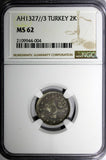 Turkey Mehmed V Silver AH1327//3 (1911) 2 Kurush NGC MS62 Toned KM# 749 (004)