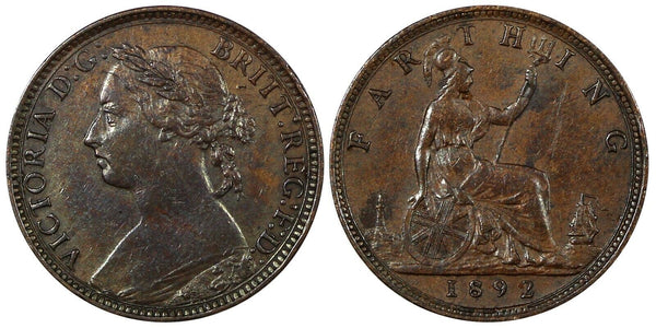 Great Britain Victoria Bronze 1892 Farthing XF KM# 753 (20 526)