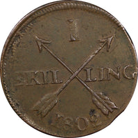 Sweden Gustaf IV Adolf 1802 1 Skilling Overstruck 2 Ore SM (1740-68) KM566 (122)