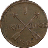 Sweden Gustaf IV Adolf 1802 1 Skilling Overstruck 2 Ore SM (1740-68) KM566 (122)