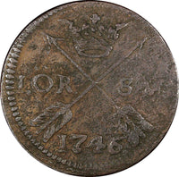 Sweden Frederick I Copper 1746 1 Ore, S.M. 29,75mm BETTER DATE KM# 416.1  ( 164)