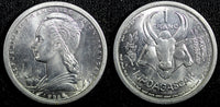 Madagascar Aluminum 1958 1 Franc Paris Mint GEM BU KM# 3 (23 628)