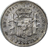 Spain Alfonso XII Silver 1882 (82) MS-M  2 Pesetas SCARCE KM# 678.2 (9022)