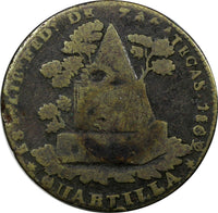 Mexico Zacatecas Brass 1862 1/4 Real "Quarto/Quartilla" Overdate SCARCE KM# 366