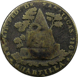 Mexico Zacatecas Brass 1862 1/4 Real "Quarto/Quartilla" Overdate SCARCE KM# 366