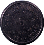 Costa Rica 1890'S Black Vulcanite Token Lorig&Tibaut Hacienda GERMANIA 5 Cents