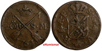 SWEDEN Adolf Frederick Copper 1764 S.M. 2 Ore SCARCE KM# 461 (15 112)