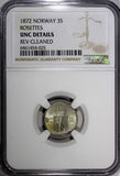 Norway Oscar II Silver 1872 3 Skilling Rosettes NGC UNC DETAILS KM# 338.1 (025)