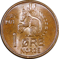 NORWAY Olav V Bronze 1958-1972 1 ORE UNC KM# 403 RANDOM PICK ( 1 Coin) (519)