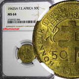 French Equatorial Africa 1942 SA 50 Centimes NGC MS64 1 YEAR TYPE KM# 1 (096)