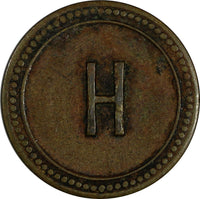 Costa Rica Brass Token Number "8" / Letter "H" 21mm  (20 154)
