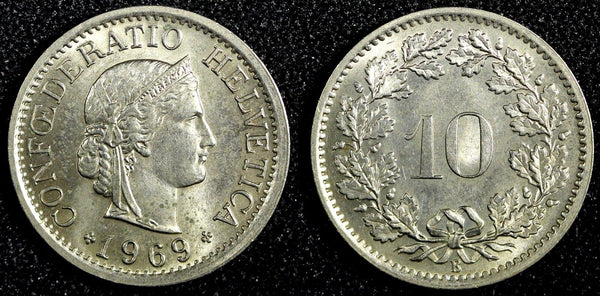 Switzerland Copper-Nickel 1969 B 10 Rappen  KM# 27 (23 893)