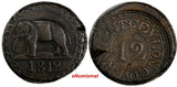 Ceylon (Sri Lanka) George III (1802-1820) 1812 1/12 Rixdollar Elephant KM#65 (9)