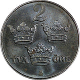 Sweden Gustaf V Iron 1947 2 Öre Choice Unc KM# 811 (859)