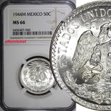 Mexico ESTADOS UNIDOS Silver 1944 M 50 Centavos NGC MS66 GEM BU KM# 447 (040)