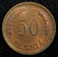 Finland Copper 1943 S 50 Penniä WWII Issue UNC KM# 26a (24 146)