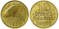 DANZIG Poland Germany 1932 10 Pfennig Codfish 1 YEAR TYPE KM# 152 (21 046)