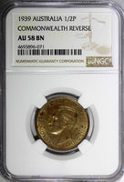 Australia George VI Silver 1939 1/2 Penny NGC AU58 BN COMMONWEALTH KM# 35 (071)