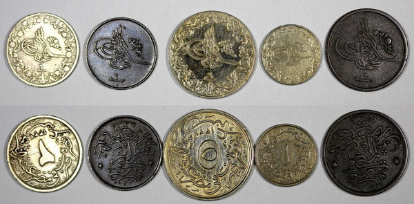 Egypt LOT OF 5 COINS Muhammad V  1909-1914 1/20 ,5/10,1/10,1/40,2/10 Qirsh (719)