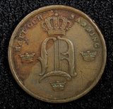 Sweden Oscar I Copper 1845 1/3 Skilling Mintage-192.240 KM# 657 (515)