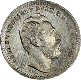 Sweden Carl XV Adolf Silver 1871 ST 10 Öre Last Year Type AU/UNC KM# 710 (488)