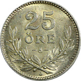 Sweden Gustaf V Silver 1936 G  25 Öre UNC  KM# 785 (22 050)