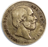 Netherlands William III Silver 1851 1 Gulden Better Date Toned 28mm KM# 93 (280)