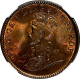 India-British George V Bronze 1934 (C) 1/4 Anna NGC MS65 RB NICE RED KM# 512/135