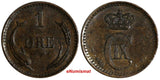 Denmark Christian IX (1862-1906) Bronze 1880 CS 1 Ore KM# 792.1 (15 050)