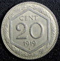 Italy Vittorio Emanuele III Copper-nickel 1919 R 20 Centesimi  KM# 58 (23 720)