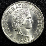 Switzerland Copper-Nickel 1957 B 10 Rappen Better Date GEM BU KM# 27 (23 962)