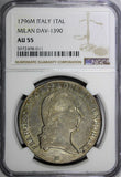 Italy MILAN Franz II Silver 1796 M Crocione NGC AU55 RARE Dav-1390 KM# 239 (1)