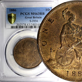 Great Britain Victoria Bronze 1886 1 Penny PCGS MS63 RB Light Toned KM# 755 (3)