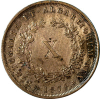 Portugal Luiz I Copper 1873 10  X Reis  aUnc Condition  KM# 514 (7172)