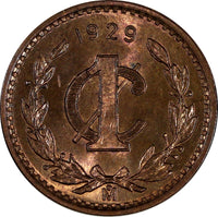 Mexico ESTADOS UNIDOS MEXICANOS Bronze 1929 Mo 1 Centavo Choice UNC RED KM415(1)