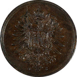 Germany - Empire Wilhelm I Copper 1888 J 1 Pfennig VF/XF  KM# 1 (19 650)