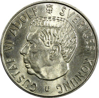 SWEDEN Gustaf VI Silver 1952-1966 TS 2 Kronor UNC/BU KM# 827 RANDOM PICK (1 C.)