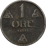 NORWAY Haakon VII Iron 1918 1 ORE WWI Issue SCARCE KM# 367a  (20 833)