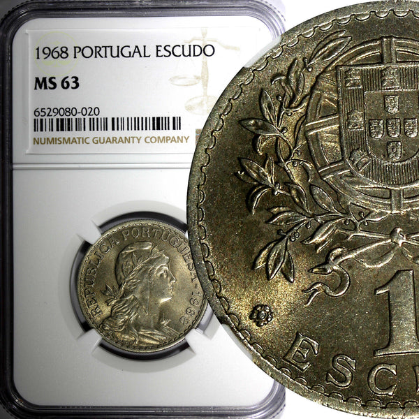 Portugal 1968 1 Escudo Last Year for Type NGC MS63 KM# 578 (020)